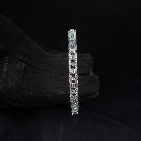 American Diamond Party Wear Silver Bangles - D95-2